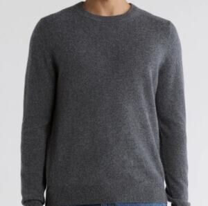 Nordstrom Mens Grey 100% Cashmere Long Sleeve Crewneck Sweater Size Small